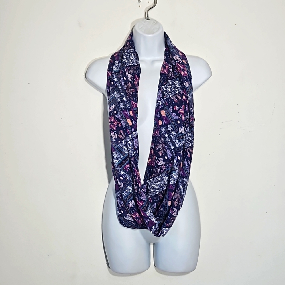 self esteem blue floral boho indie bandana infinity scarf one size